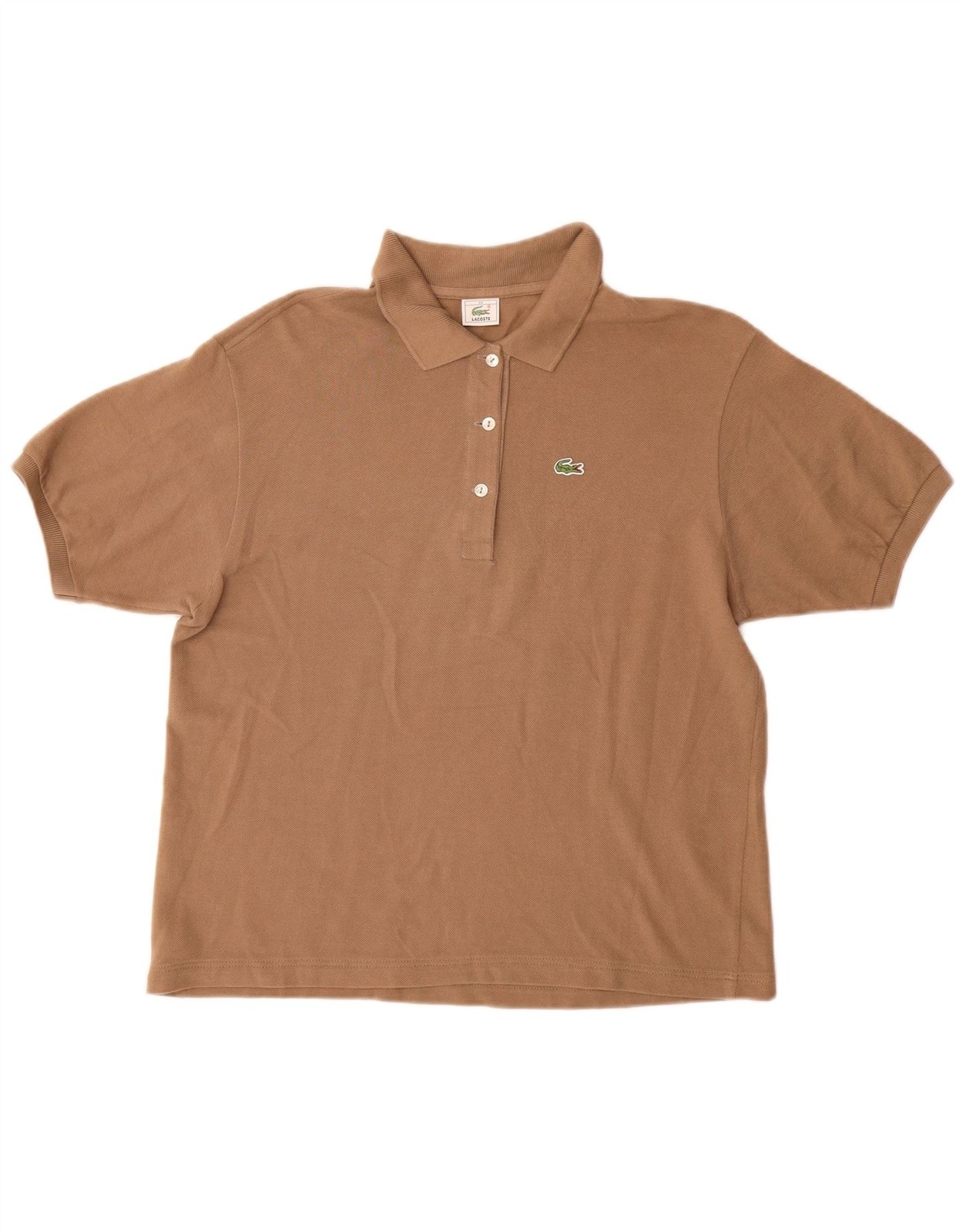 Lacoste Womens Polo Shirt Size 44 Large Brown Cotton BL06