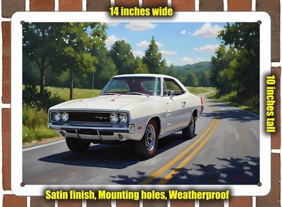 Metal Sign - 1969 Dodge Hemi Charger 500 Oil Painting - 14x10