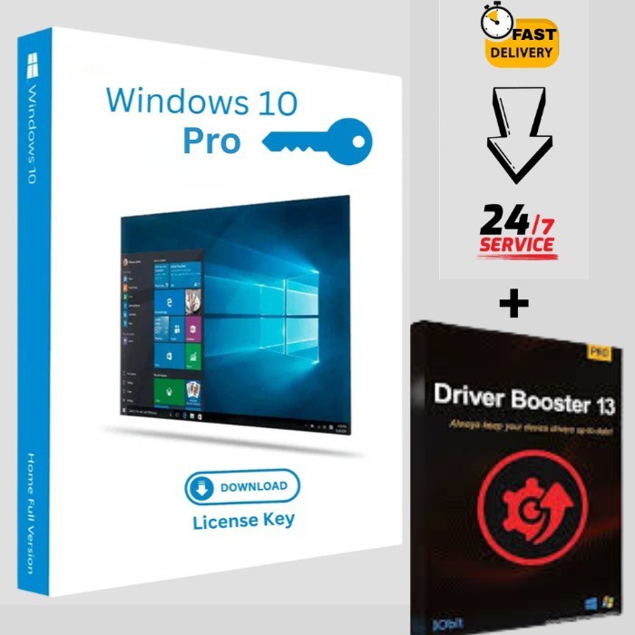 Microsoft Windows 10 Home Full Version - Activation Code Plus Driver Booster 13