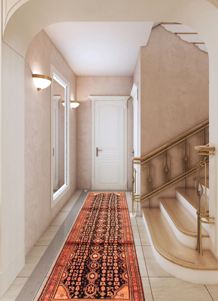 Alfombra de corredor tradicional oriental de lana 3'7" x 12'9" vintage anudada a mano Foto 2 de 4