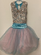Dance Costume Weissman Adult M Tutu Dress Ballet turquoise pink Tulle Sequins