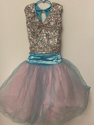 Dance Costume Weissman Adult M Tutu Dress Ballet  turquoise pink Tulle Sequins
