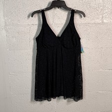 Swim Solutions Women's Flyaway One-Piece Swimdress black 16 MSRP 112