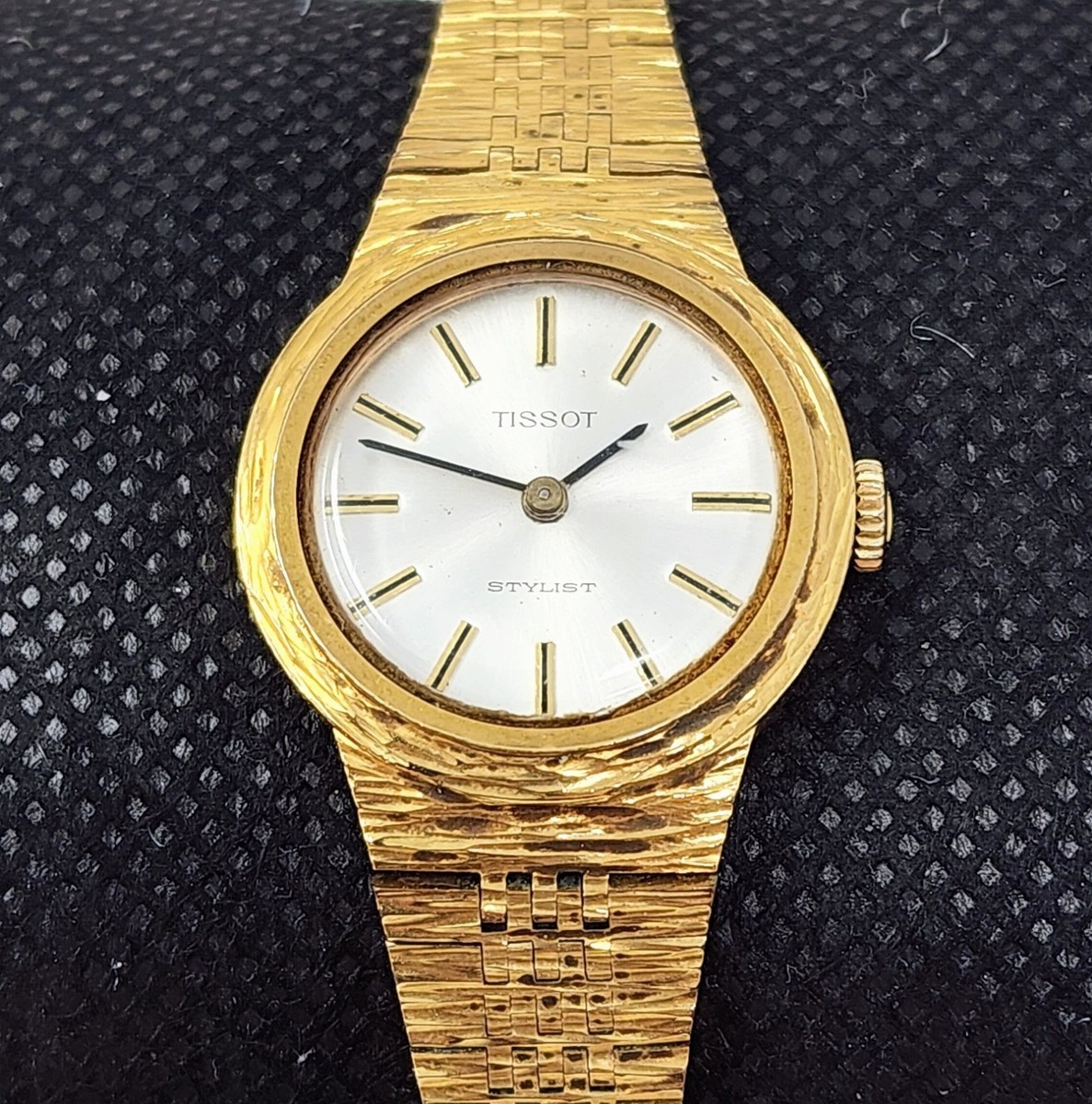 TISSOT STYLIST 70’sブラックフェイス／ゴールドケース TISSOT Stylist GOLD PLATED Band & Case 1970s Ladies Wind-Up