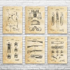 Duck Hunting Patent Wall Art Set of 6 Poster, Canvas or Framed Man Cave Decor