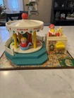 Vintage 1972 Fisher Price Little People Family Merry Go Round Carousel
