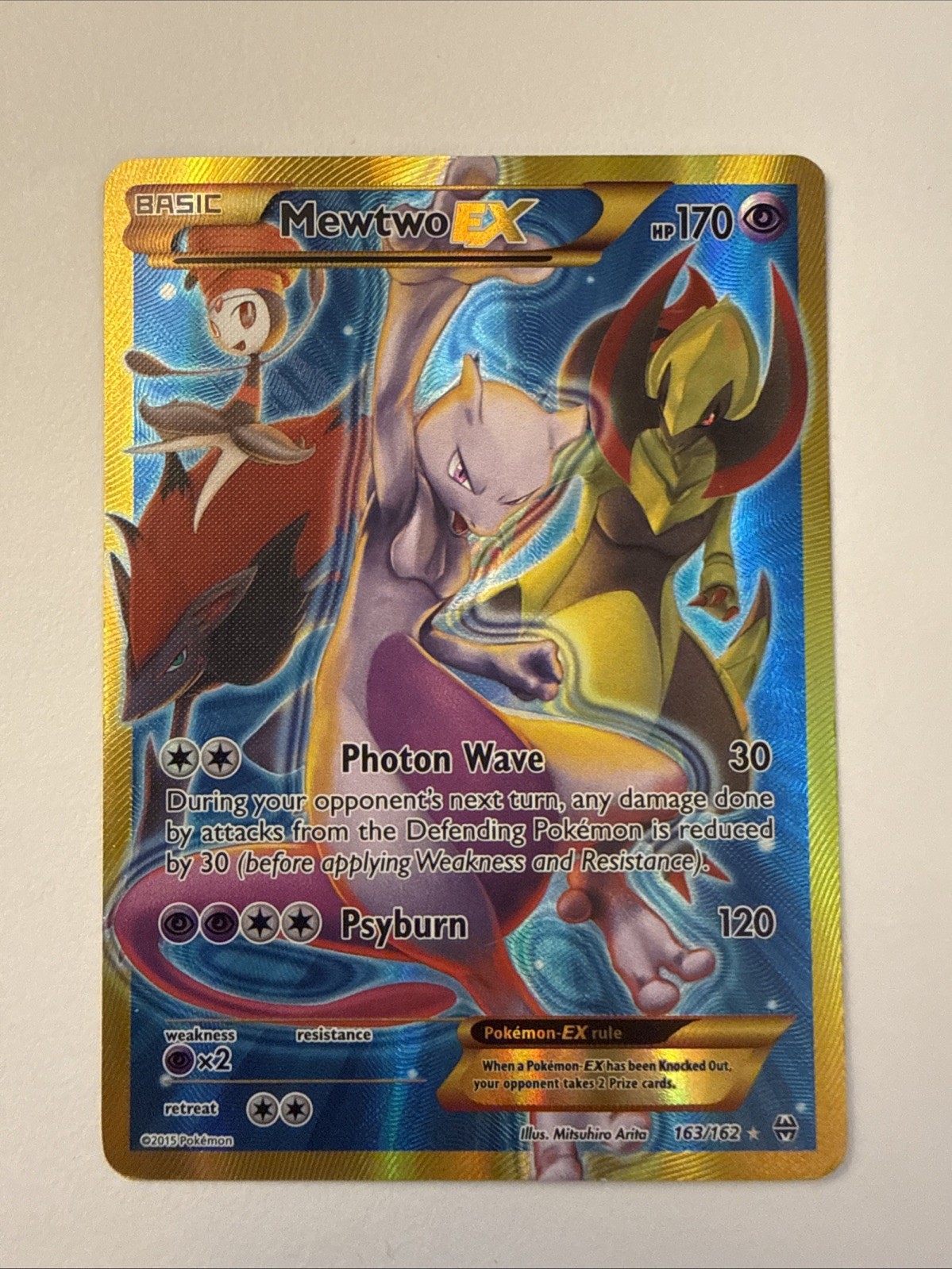 Mewtwo EX 163/162 Full Art Secret Rare Card 2015 Pokemon Breakthrough MP