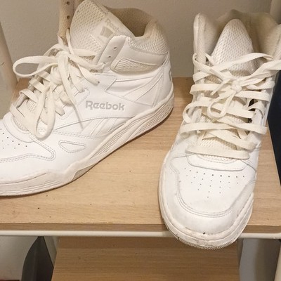 Reebok High Top White Athletic Sneakers Men's Basketball Lace Up Solid