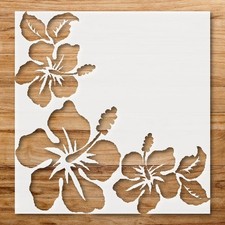 Hibiscus Flowers Floral Wall Art Reusable Plastic Stencil - StencilAir