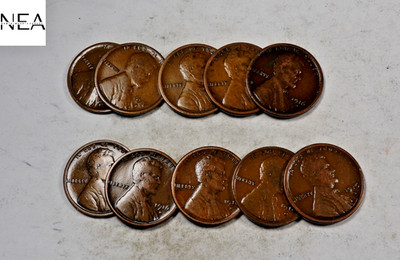 (10) 1916-S Lincoln Wheat Penny Cent Set/Lot ~ VF/XF ~ 10 Coins (ZWL21)