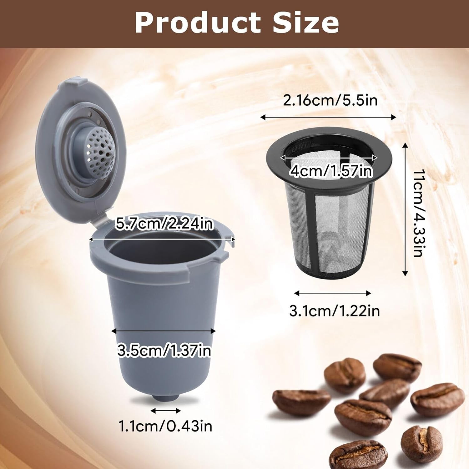 2PCS Reusable Filter Cup for Cuisinart Single Serve Coffee Maker Replacement 