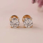 4CT Round Lab Grown Diamond Earrings For Bridal Gift 14k Solid Yellow Gold #378 — photo 1