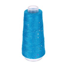 Cotton Silk Yarn Cotton Silk Blend Sparkly Yarn with Sequins, 50g (Lake Blue)