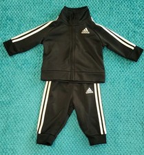 Baby Adidas Black White Track Suit- Size 3 Months Toddler Zip Top Ex Cond