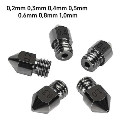 MK8 Extruder Düse GEHÄRTET Stahl 0,2-1mm 3D Drucker Nozzle CR-10 Anet M6 1,75mm