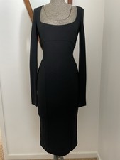 Dolce & Gabbana Black Wool Jersey Stretch Fitted Bodycon Dress