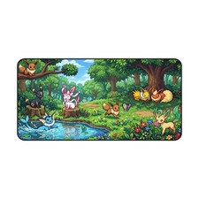 Eeveelution Enchanted Forest Desk Mat Eevee Umbreon Vaporeon Mouse Pad