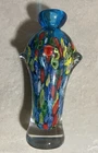 Vintage 1980s Murano ART Glass Vase Lovely 8" tall Blue Millefiori.