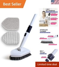 Extendable Shower Scrubber 3 in 1 Non Scratch Bathroom Cleaning Brush Gray