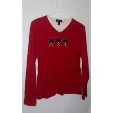 Limited Too Layered V Neck LS Penguin Ski Embroidery Crystal Sz XXXL Vintage Y2K