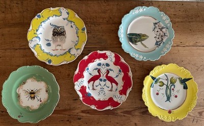 Set/5 ANTHROPOLOGIE Nature Table LOU ROTA Scalloped Salad Dessert