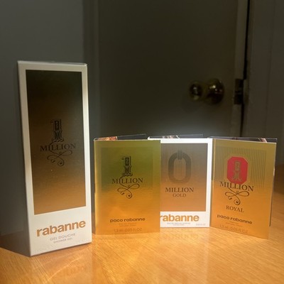 Paco Rabanne 1 Million 4 pc Set SHOWER GEL 3.4oz & 3 Mini Travel Sprays 0.05oz