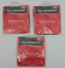 No Nonsense Regular Premium Nylon Pantyhose Tan Reinforced Toe Size Q 026 VTG