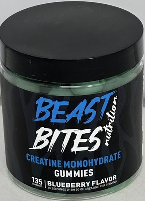Beast Bites Creatine Monohydrate Gummies Blueberry 135 Count Exp 01/2027