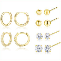 Creolen Ohrstecker Set 6 Paar Zirkon Stapelbar FüR Mehrere Piercings Damen
