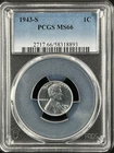1943-S  1C  Lincoln Wheat One Cent  PCGS MS66  58318893