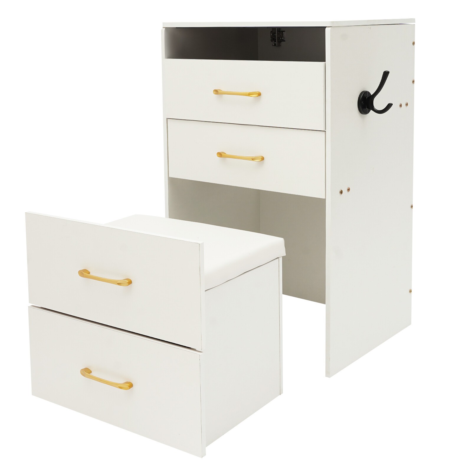 Makeup Desk with Mirror, Compact Dressing Table, Small Make Up Table White