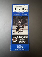 Chicago Blackhawks Boston Bruins Ticket Stub 3/29/1987 Bourque 5 Pts Cam Neely G