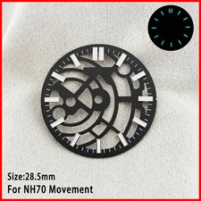 28.5mm Skeleton Watch Dial Green Lume Black and Blue Fit for NH70 NH72 Mod Parts