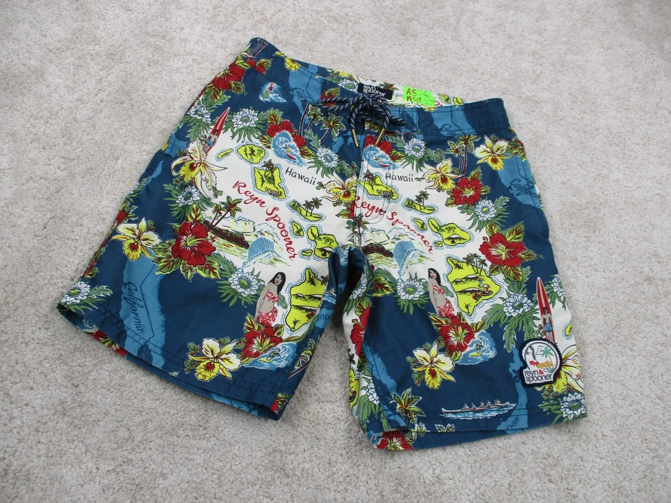 Reyn Spooner Swim Trunks Mens 30 Hula Girls Hawaiian Graphic Print Board Shorts - Image 2 of 4