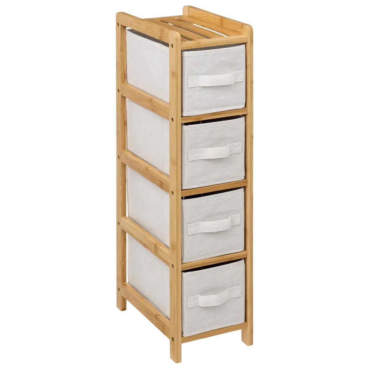 Étagère 4 paniers de rangement Tidy 78cm en bois naturel pour organisation maison