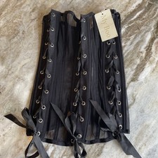 MY BOO Y2K Black Bustier Corset. Witchy Whimsigoth lace up Goth Festival MEDIUM