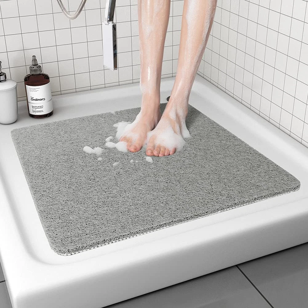 Non Slip Shower Mat, Comfortable Bath mat for 24" x (Square), Grey