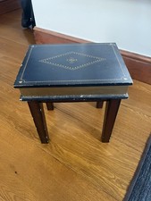 Small Side Nesting Table Book Shaped Hinged Lid Top Storage Inside Black Gold