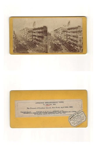 Orig. E. & H.T. Anthony Stereoview ca 1865 Funeral of President Lincoln New York
