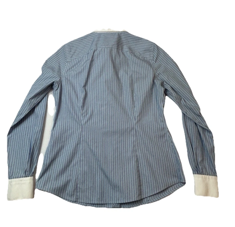 Camisa Brooks Brothers para mujer 2P azul a rayas algodón sin hierro ajuste a medida Foto 2 de 4