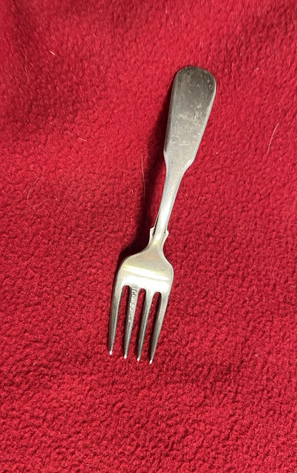 Tenedor de bebé vintage de plata de ley hermoso marcado Foto 2 de 4