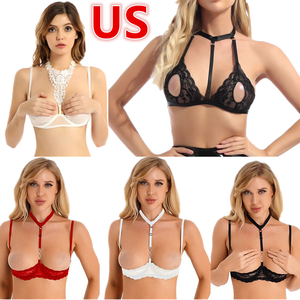 Women Sexy Lingerie Lace Floral Sheer Hollow Out Bra Chocker Unlined Bra  Tops | eBay
