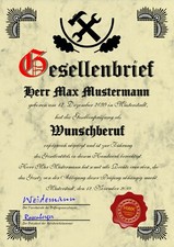 Gesellenbrief mit Wunschberuf, Gesellentitel, Gesellenurkunde Classic - UK-10170