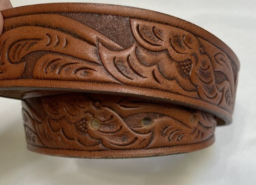 Leather Belt Hand Tooled Youth Sz Small 22/24 Cowhide NWOT - Picture 2 of 5