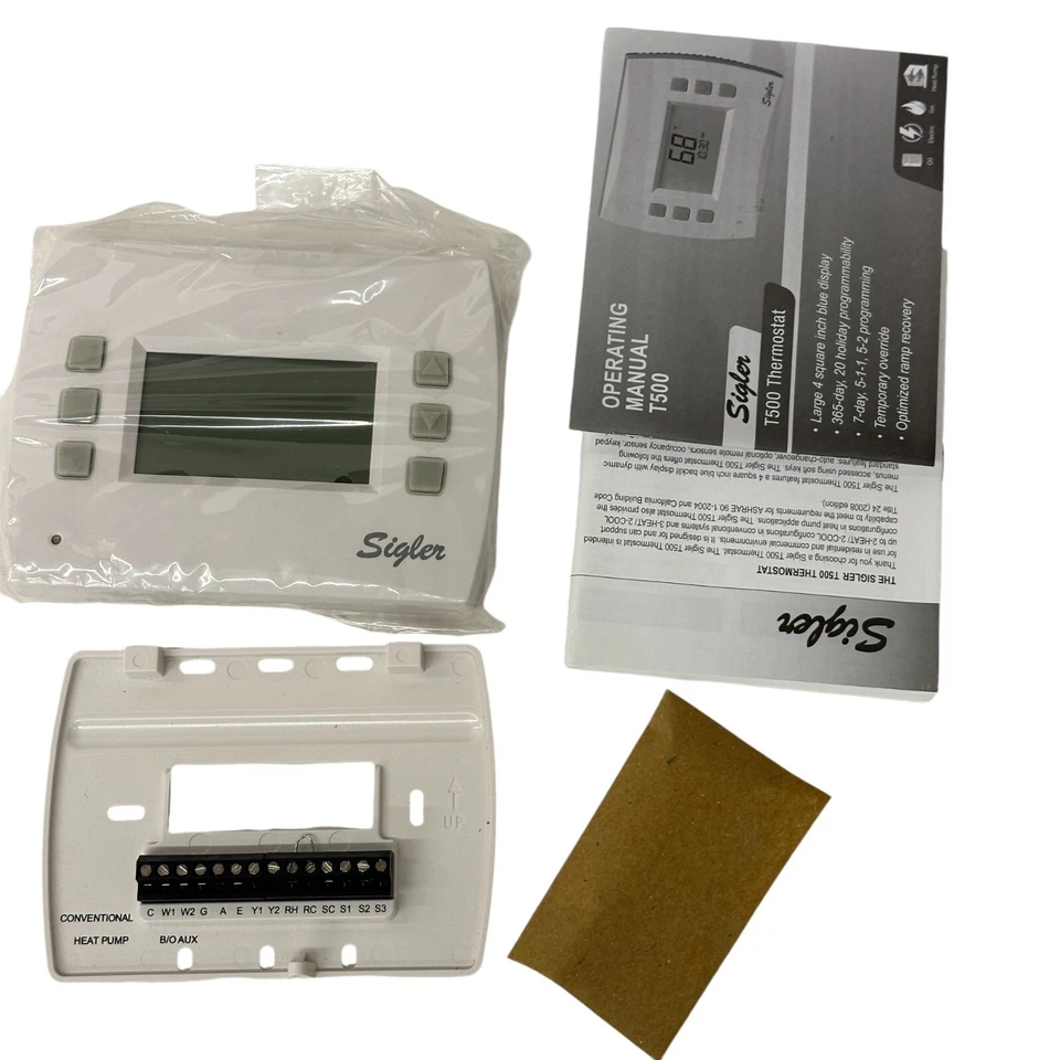 Sigler T500 Programmable Thermostat Performance PRO 2H 2C 70331 New - Image 2 of 4