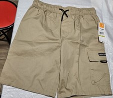 New Timberland Kids Size M10-12 Ripstop Cotton Cargo Shorts w/Elastic Waist Tan