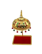 Tej Gifts Metal Umbrella Chhatra with Hanging Crystals for God Idol, Car M - 222