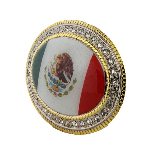 Mexico Flag Belt Buckle Mexican National Day May 5th Gift Soccer Team Iced Style - Picture 3 of 15