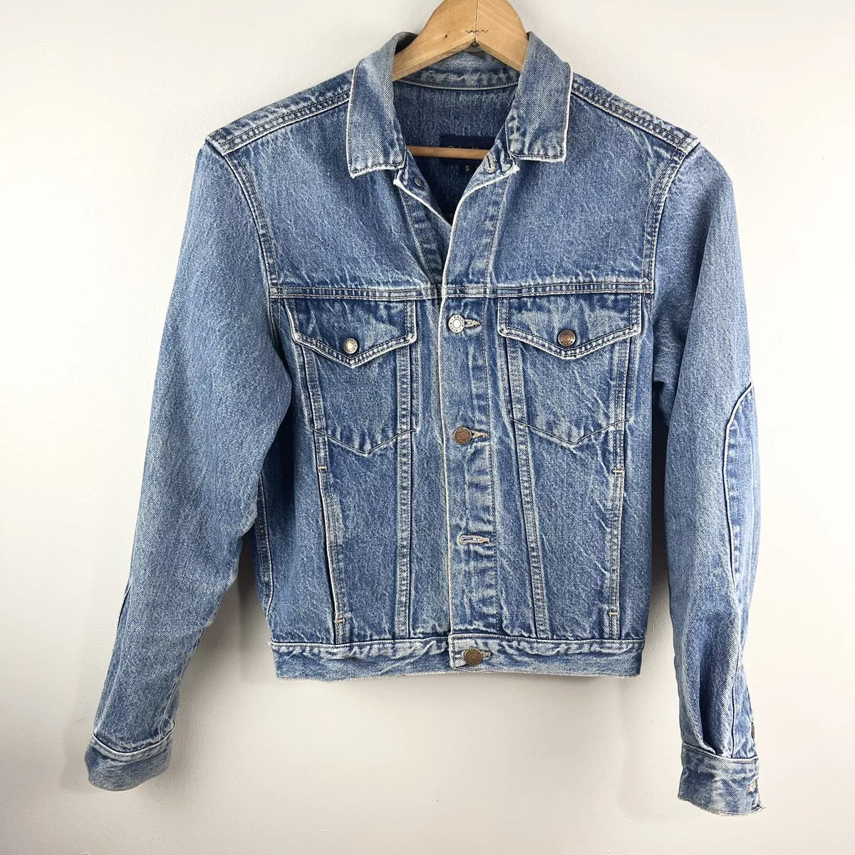 Vtg 80s 90s Calvin Klein CK Medium Wash Denim Jean Trucker Jacket Adult S