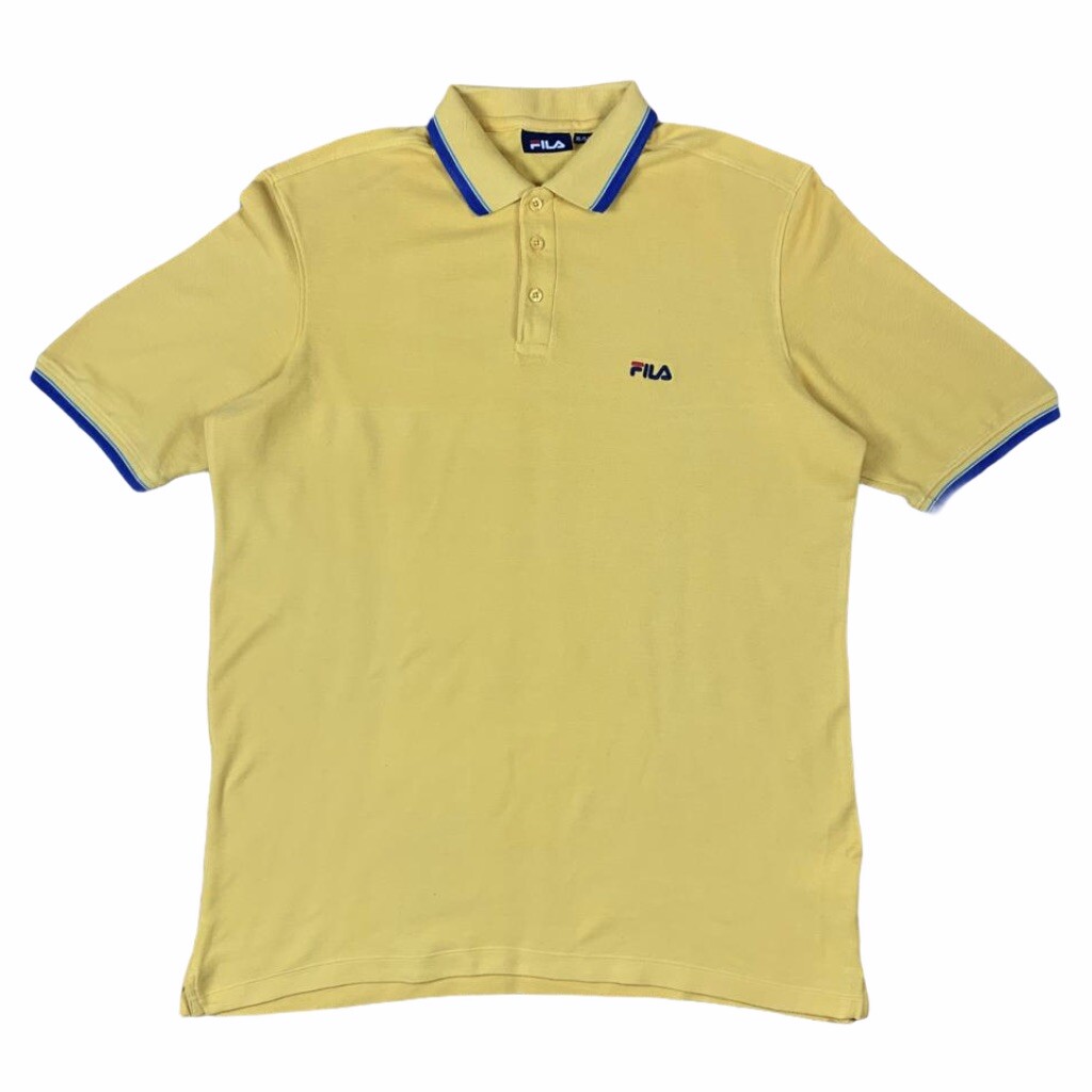 Polo Fila vintage colletto bottoni logo giallo uomo XL Y2K